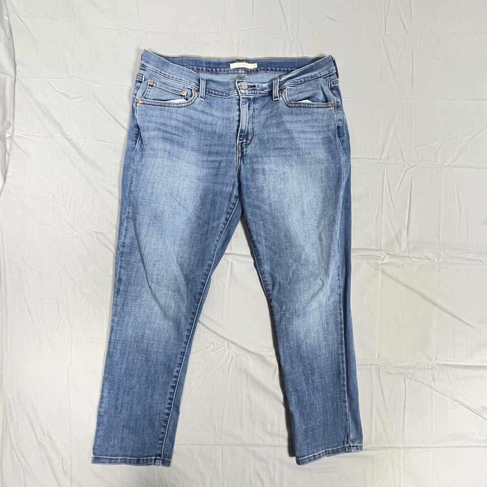Levi's Boyfriend Jeans Womens 32 Blue Denim Medium‎ Wash Mid Rise Straight Leg